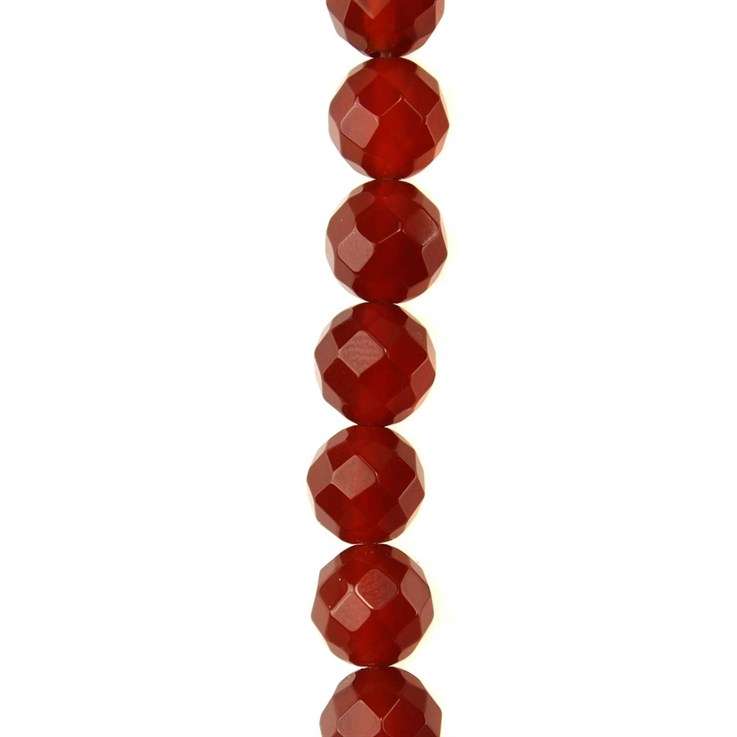 8mm Facet Round Bead Red Agate 38cm Strand