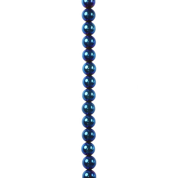 6mm Hematine Teal colour 40cm round bead strand