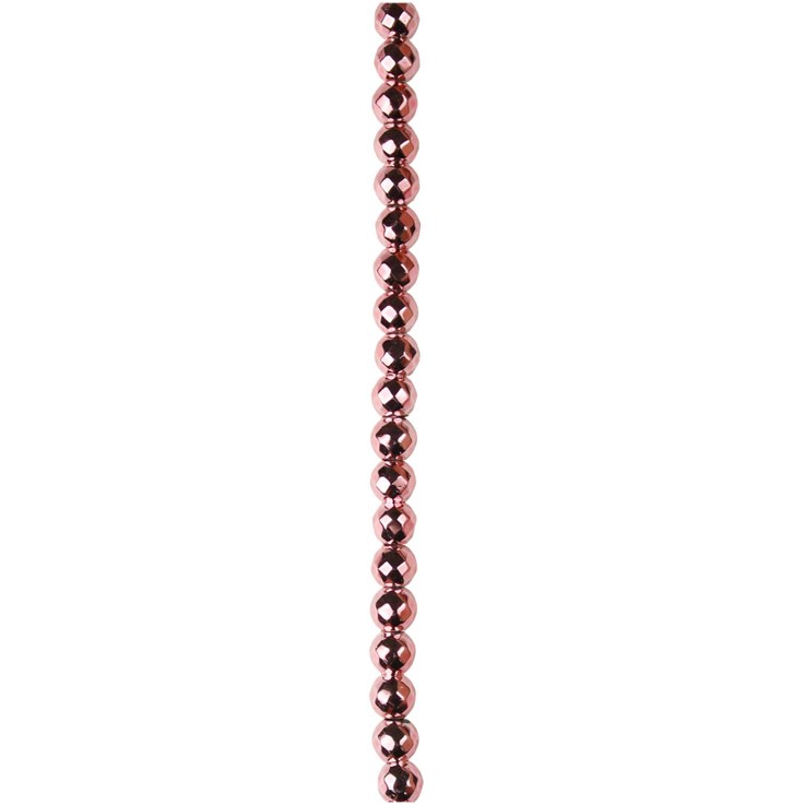 4mm Facet Round Hematine Pink colour 40cm Strand