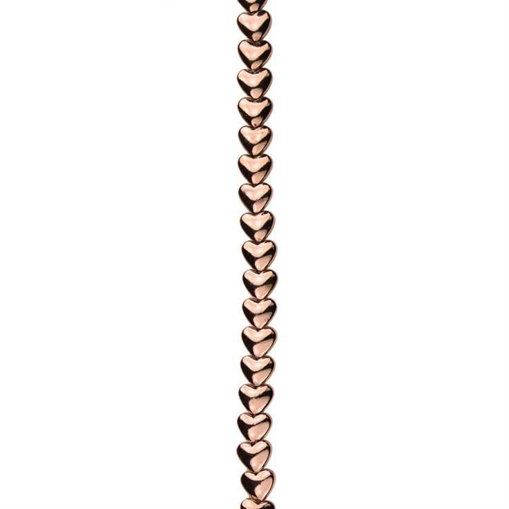 6mm Heart Bead Hematine Rose Gold Plating 40cm Strand