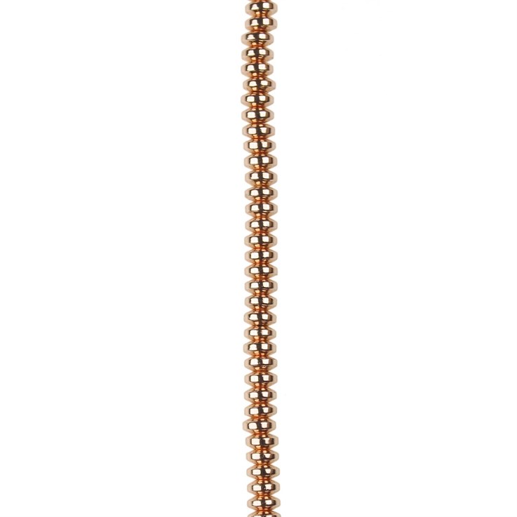 4mm Button Bead Hematine Rose Gold Plating 40cm Strand