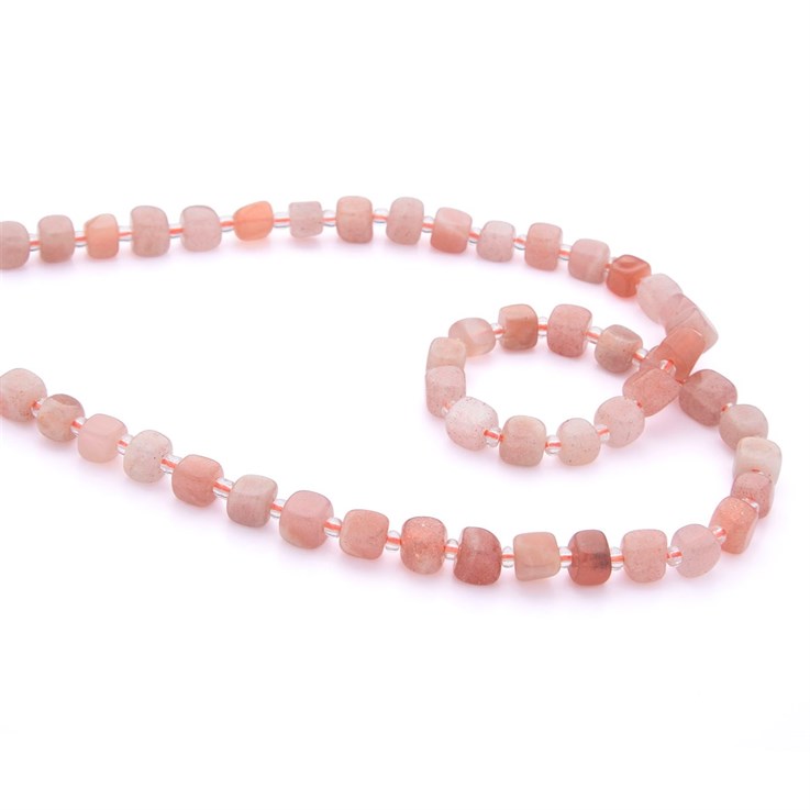 Sunstone Polished Irregular Cube 6x6mm Beads 40cm