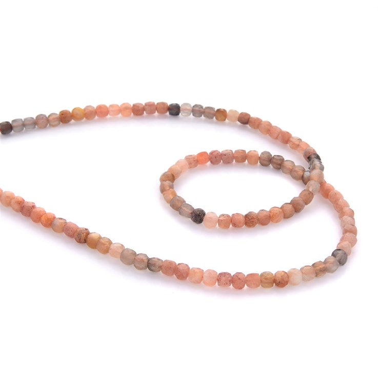 Sunstone 4mm Faceted Cube Gemstone Beads 40cm Strand