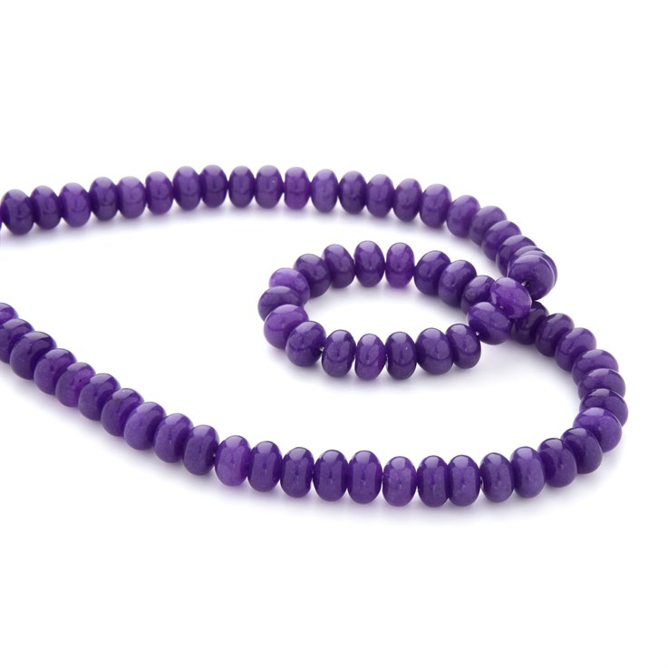 8mm Bead Button Dyed Jade Purple 40cm Strand