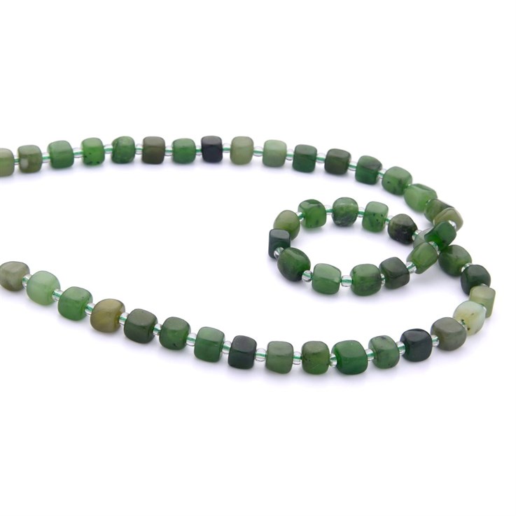 Canadian Jade Polished Irregular Cube 6x6mm Beads 40cm