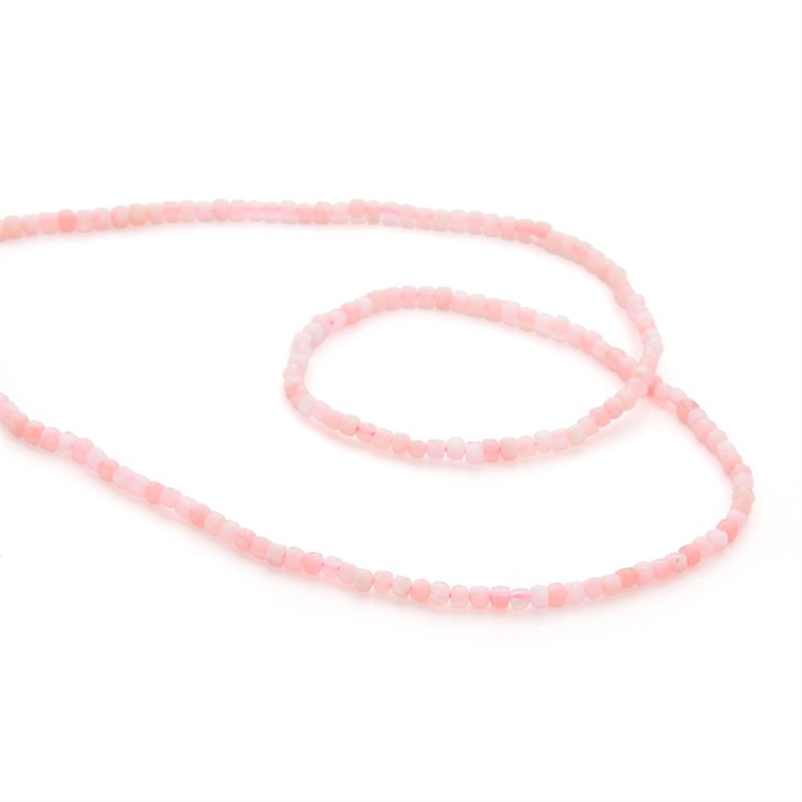 2.5mm Pink Opal Faceted Cube Gemstone Beads 40cm Strand