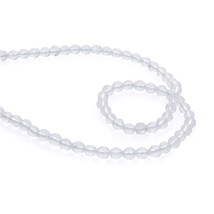 6mm Facet Round Crystal Quartz Gemstone Bead 39cm strand