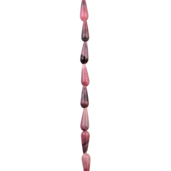 6x16mm Drop Shaped Gemstone Bead Rhodonite 40cm strand