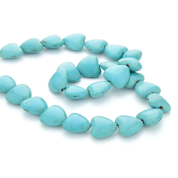 16mm Turquoise Howlite Puff  Heart Beads 16"