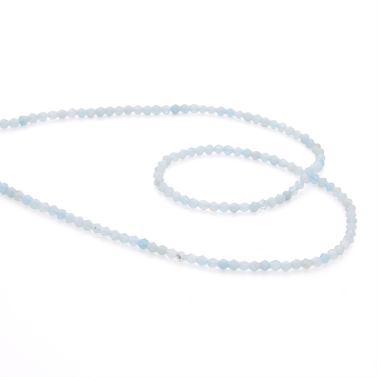 3mm Aquamarine Faceted Bicone Gemstone Beads 40cm Strand