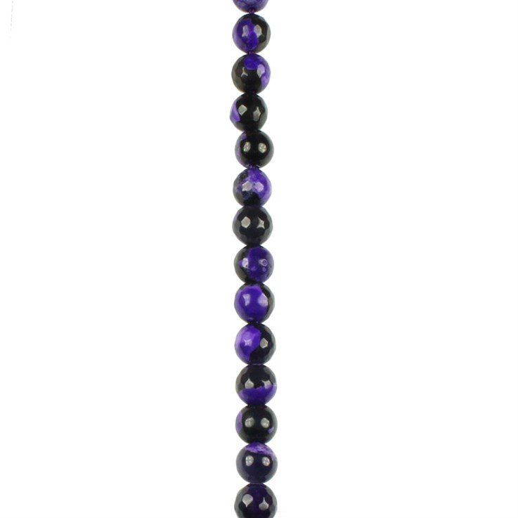 8mm Facet gemstone bead  Fire Agate Black & Purple (Dyed)  40cm strand