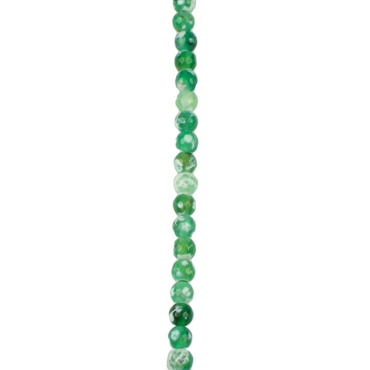 6mm Facet gemstone bead  Fire Agate Green (Dyed)  37cm strand