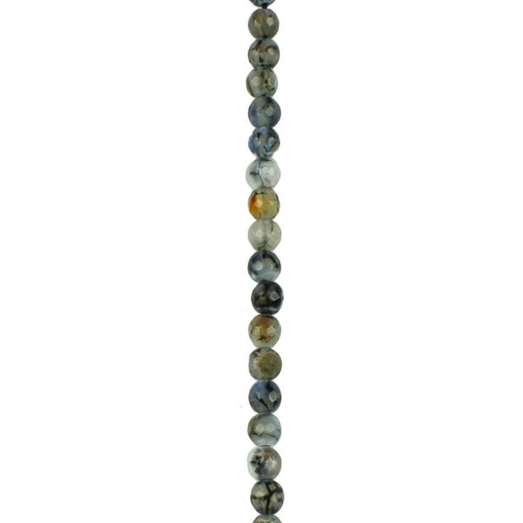 6mm Facet gemstone bead  Fire Agate Black & White Dragon Vein (Dyed) 40cm strand