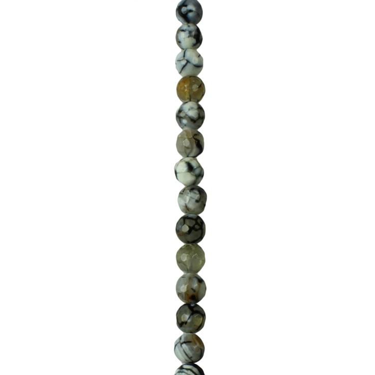 8mm Facet gemstone bead  Fire Agate Black & White Dragon Vein (Dyed)  40cm strand