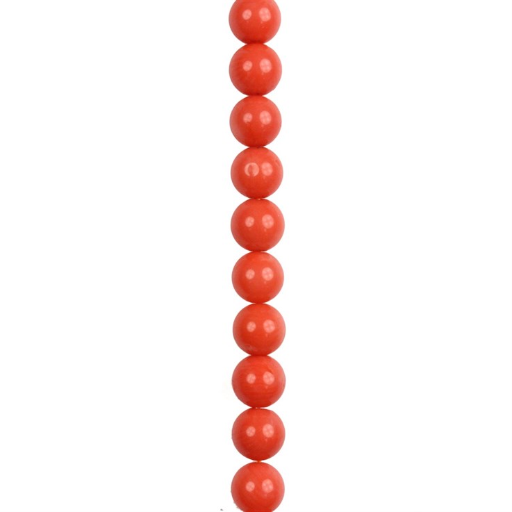 8mm Coral (Dyed Orange) 'A' Quality Round 40cm Strand