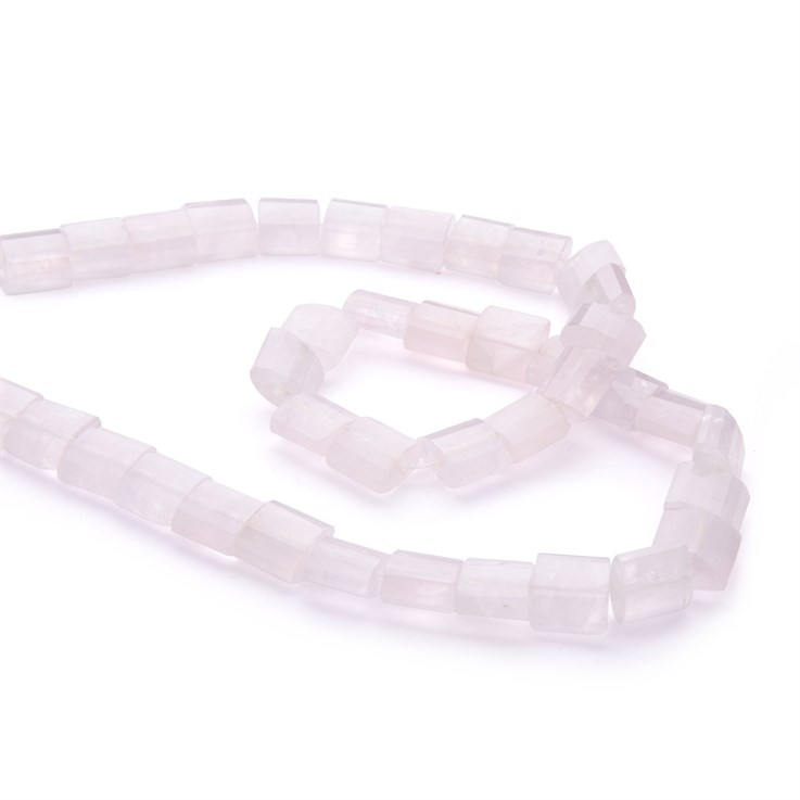 12x10mm Rectangular Facet Gemstone Bead Rose Quartz 40cm strand (Limited Stocks)