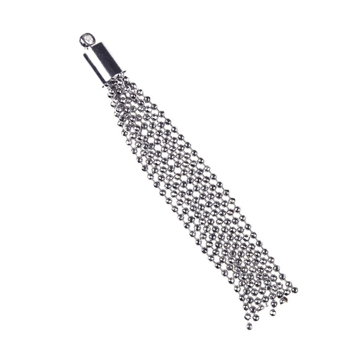 Ball Chain Tassel 55mm Long Rhodium Plated