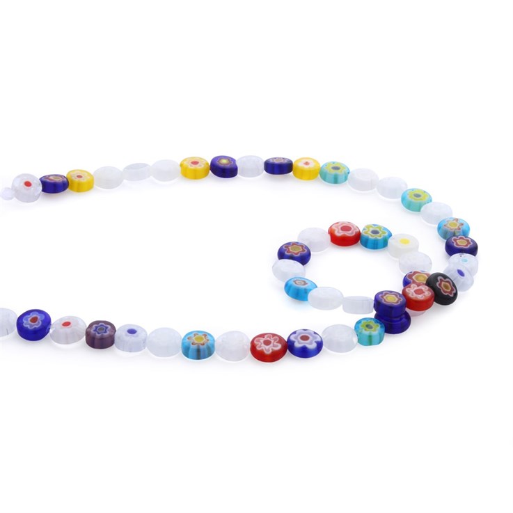 Millefiori Single Flower 8mm Disc Bead 40cm