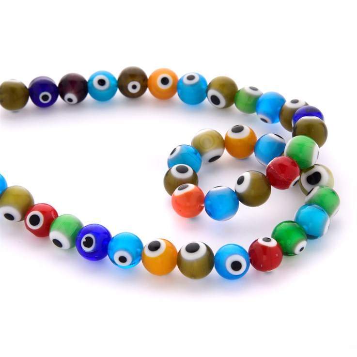 10mm Millefiori Glass Glass Eye Round Shaped Bead 40cm strand