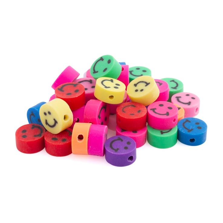 Polymer Clay Smiley Face Bead 100 pc