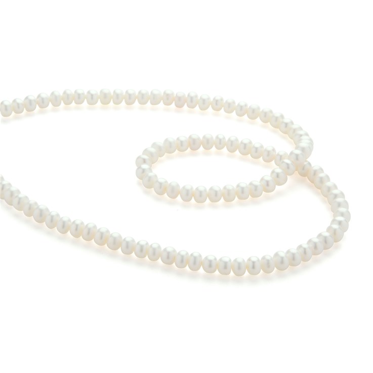 4-5mm Button Freshwater Pearl Centre Drilled White 40cm