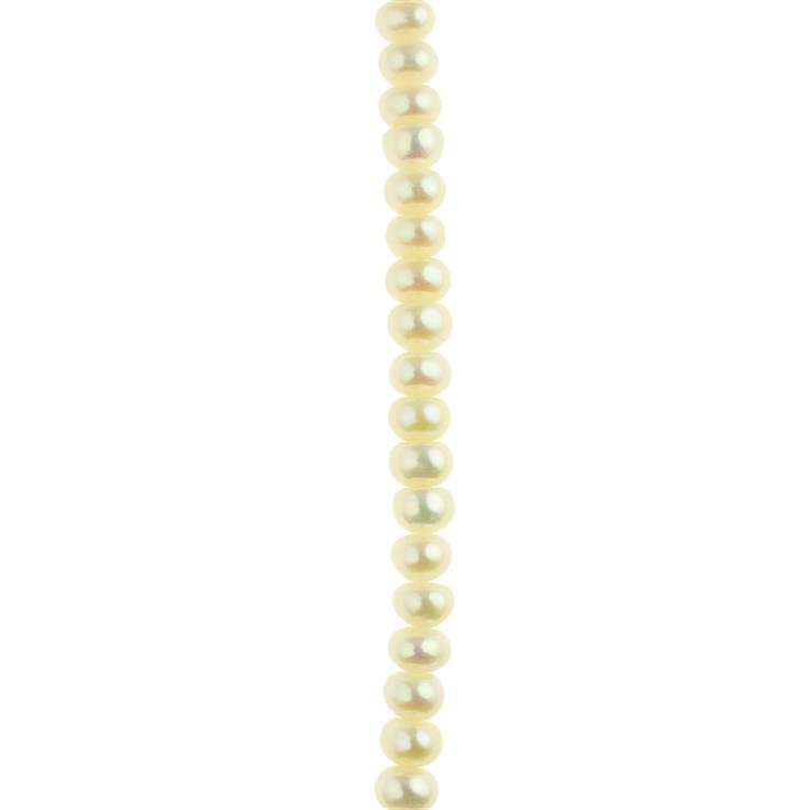 6-6.5mm Button Pearl Bead Centre Drilled White 40cm Strand