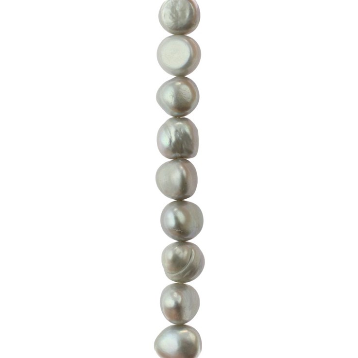 9mm Freeform Pearl Bead Side Drilled Silver 40cm Strand