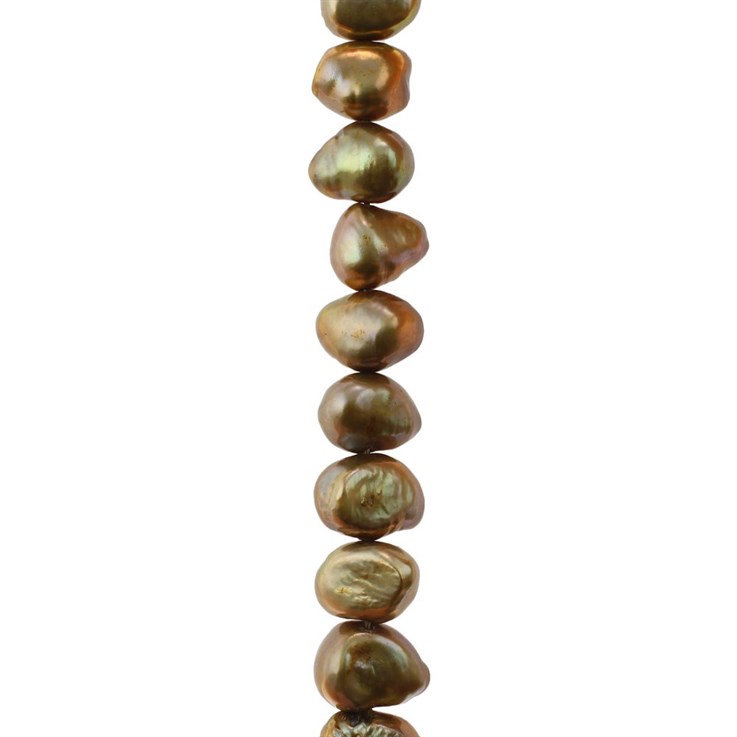 9mm Freeform Pearl Bead Side Drilled Coffee SP-552 40cm Strand