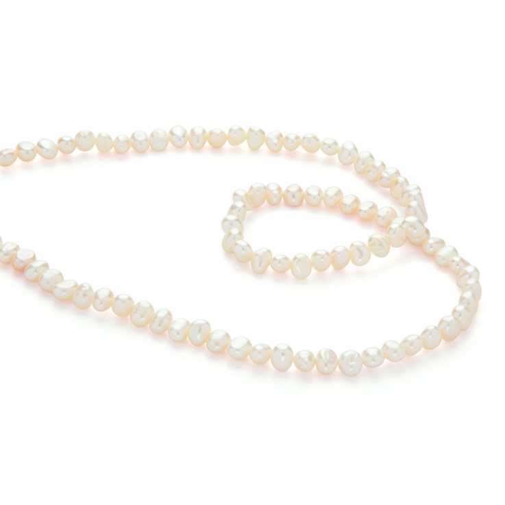 4-5mm Freeform Pearl Bead Side Drilled White 40cm Strand