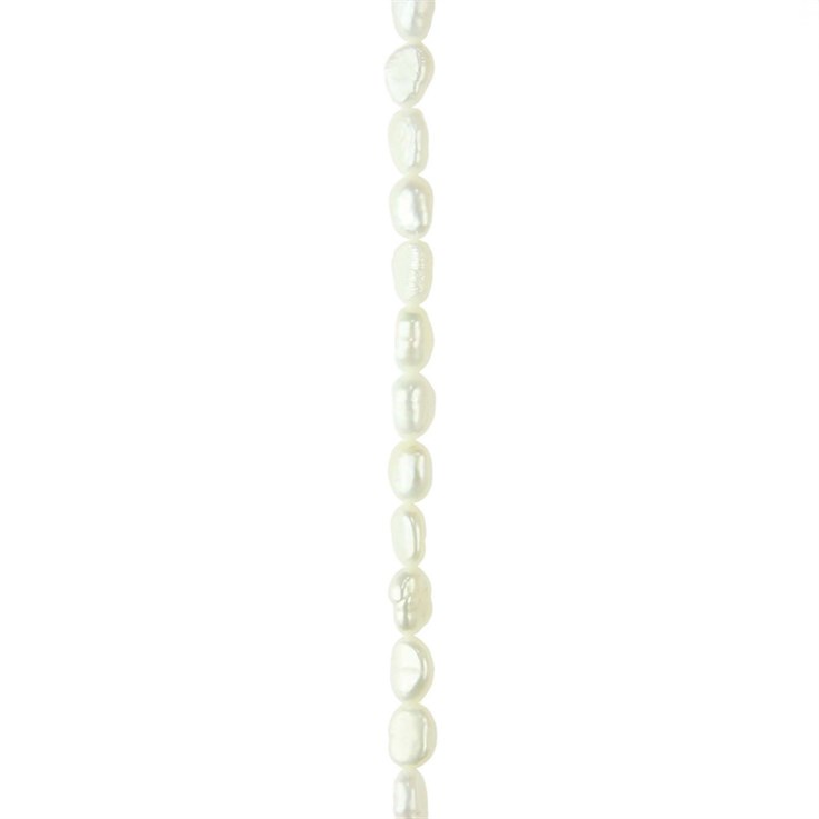 4-5mm Freeform Pearl Bead Long Drilled White 34cm Strand