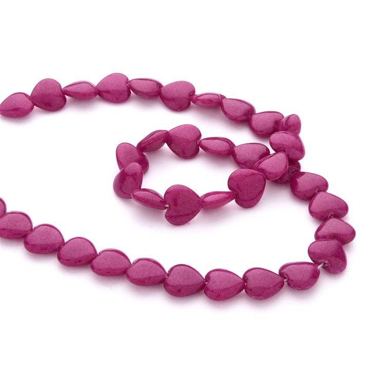 12mm Mountain Jade Puff Heart Bright Pink