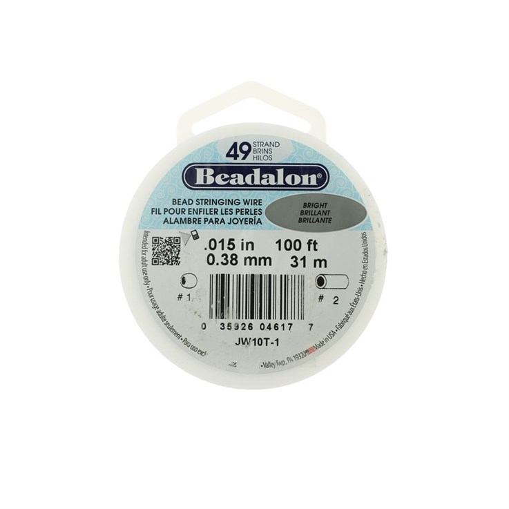 49-str Beadalon Beading Wire 0.015 dia 100 Foot Reel