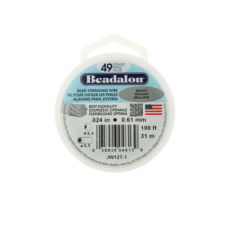 49-str Beadalon Beading Wire 0.024 dia 100 Foot Reel NETT