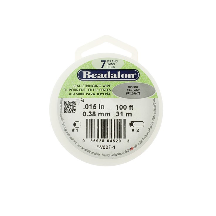 7-str Beadalon Beading Wire .015" dia 100 Foot Reel NETT