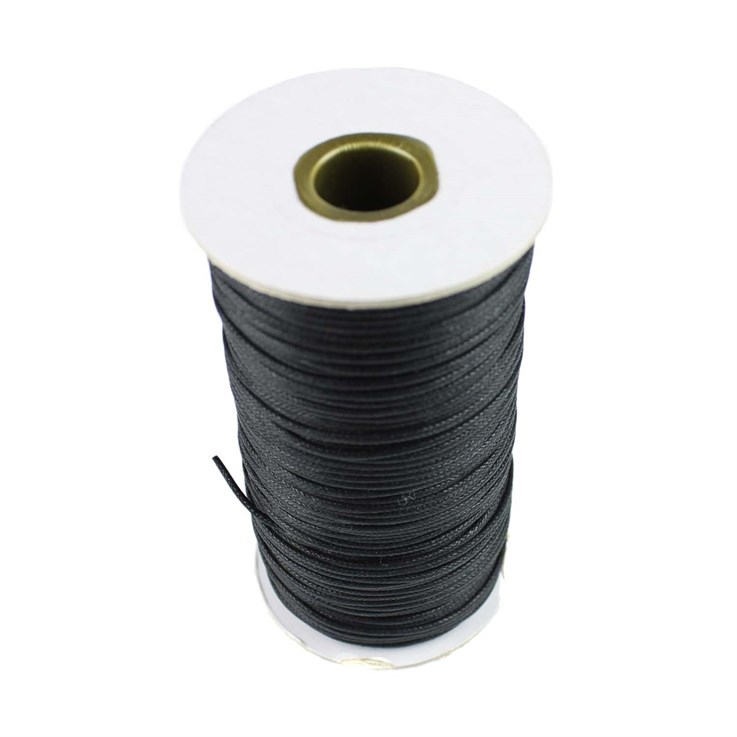 Black Waxed Beading Cord 2mm 100 Metre Reel