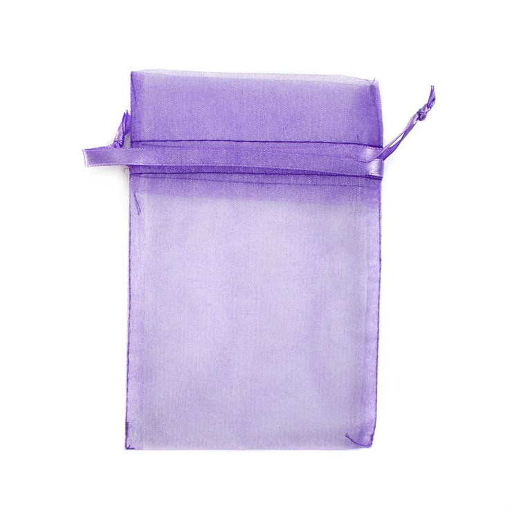 Lilac Organza Pouch with Satin Ribbon 14x10cm