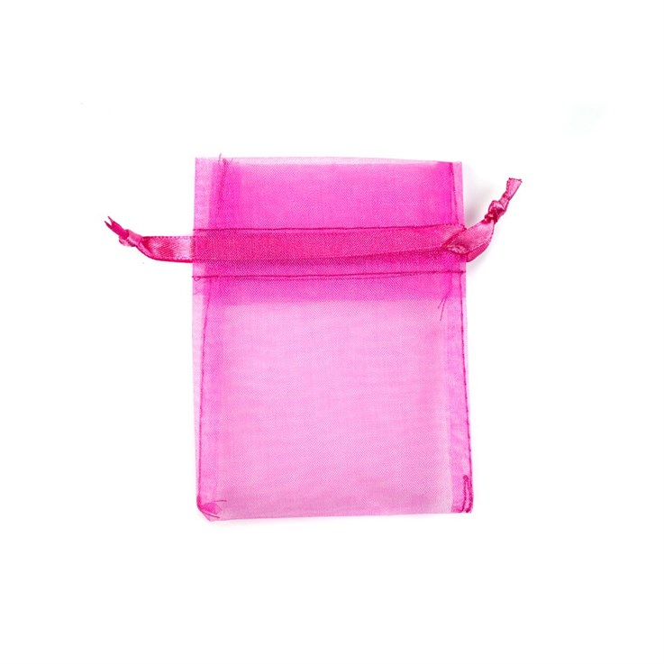 Pink Organza Pouch with Satin Ribbon 10x7.5cm