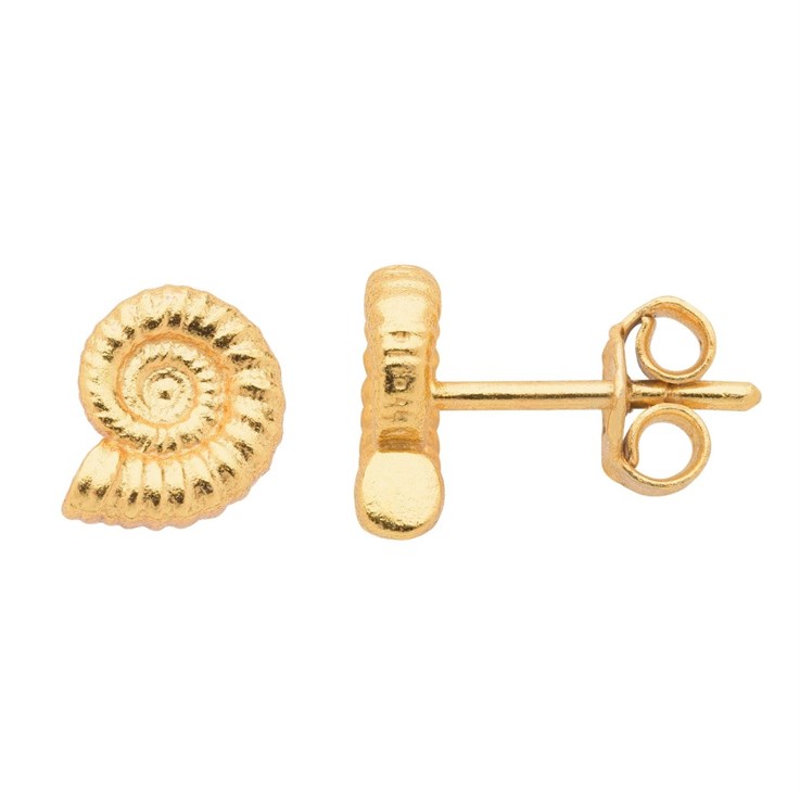 Ammonite Earstud 8mm  Gold Plated Sterling Silver Vermeil