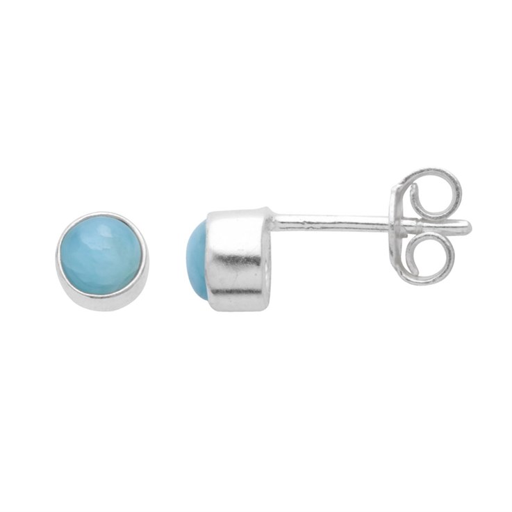 Larimar 6mm Earstud Sterling Silver