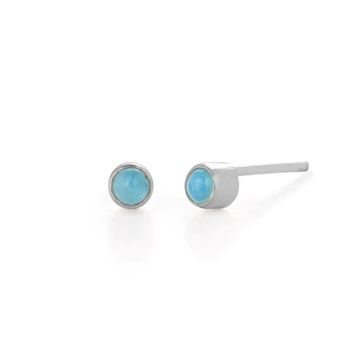 Larimar 3mm Earstud Sterling Silver