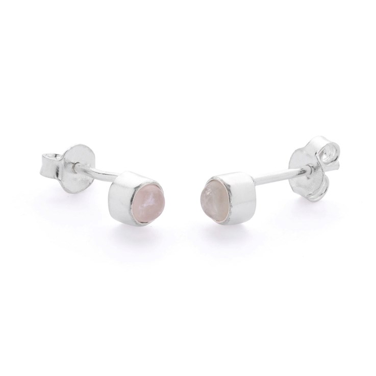 Rose Quartz 5mm Earstud Sterling Silver