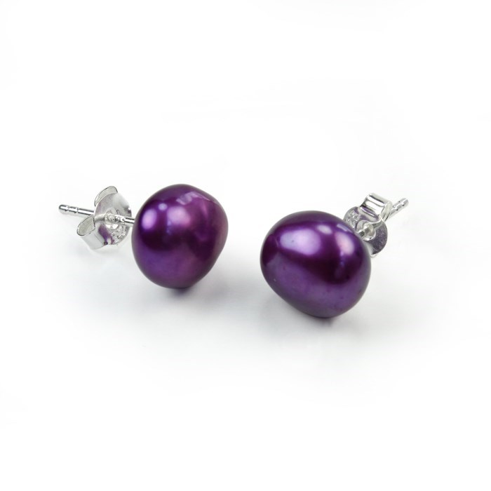 10-12mm Baroque Pearl Stud STS Purple