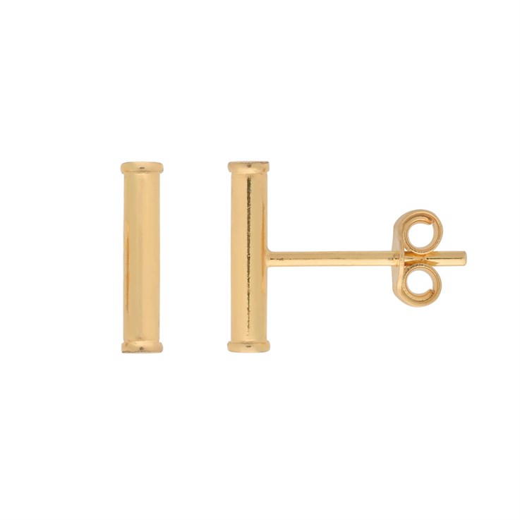 Bar Earstud 10mm Gold Plated Sterling Silver Vermeil