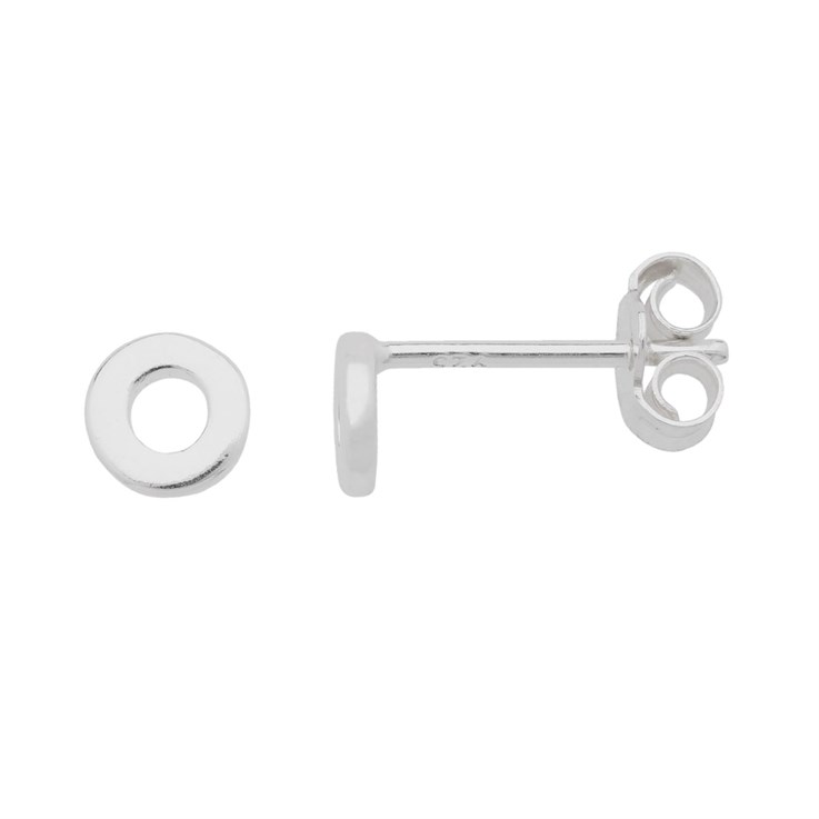 Lowercase Alphabet Letter O Earstud with Scroll (SINGLE) Sterling Silver