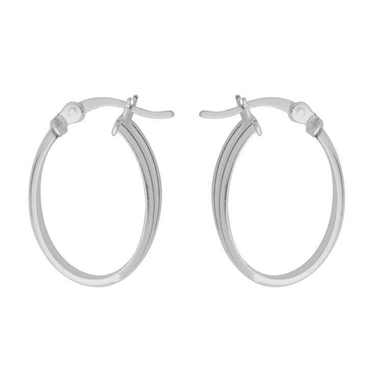 Two Hoop Oval 20mm Hinged Earhoop Sterling Silver