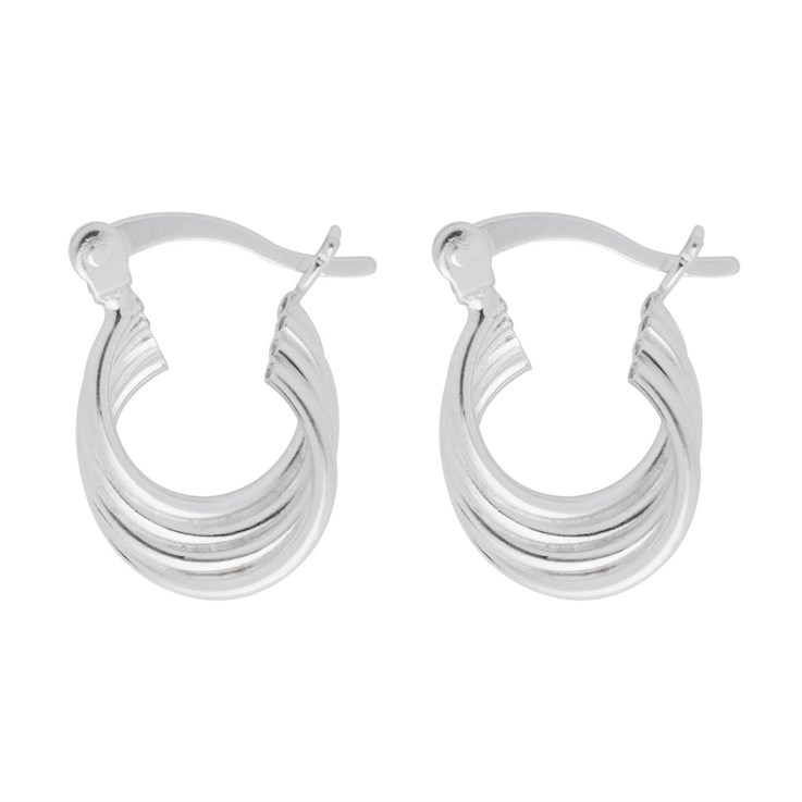 Twist Hinged 15mm  Earhoop Sterling Silver