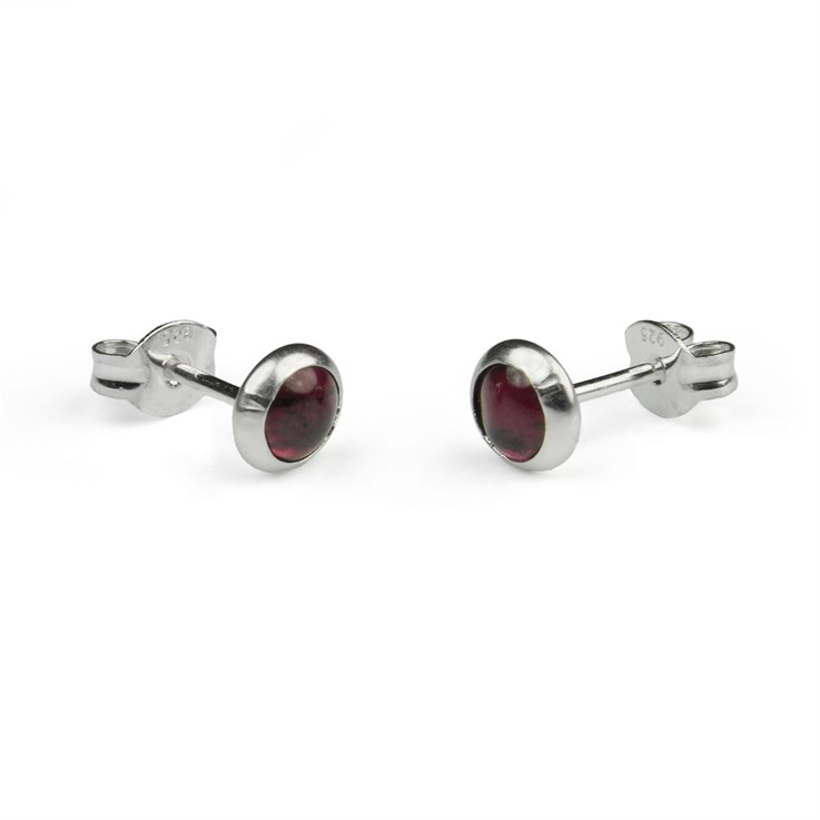 5mm Round Gemstone Earstud Garnet Sterling Silver