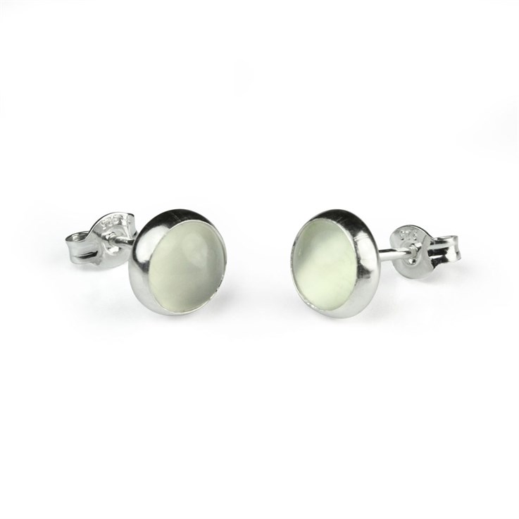 8mm Round Gemstone Earstud Moonstone Sterling Silver