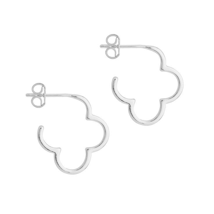 Quatrefoil Ear Hoop with Post & Scroll Sterling Silver