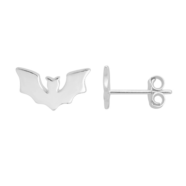 Bat Earstuds with Scrolls Sterling Silver